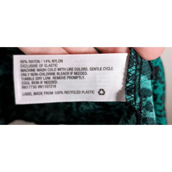 Ava And Viv Blouse Green Black Career Peplum Long Sleeve Smocked Plus Size 1X - Picture 5 of 7